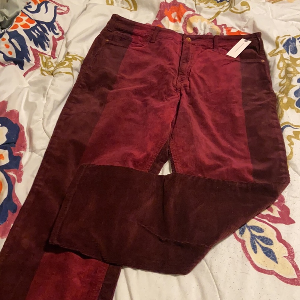 Anthropologie Burgundy Corduroy Ankle Pants - Picture 8 of 8